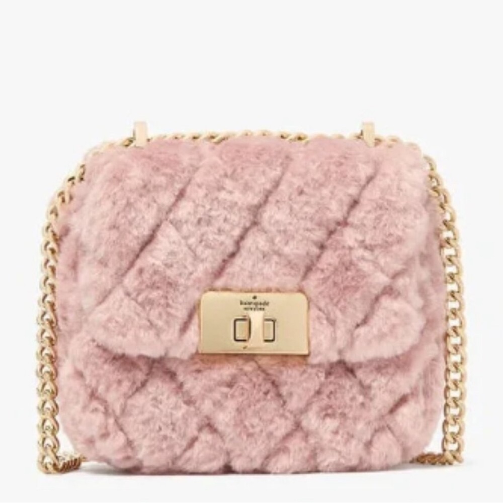 Kate Spade Carey Faux Fur Quilted Micro Flap Crossbody NWT